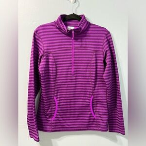 Columbia‎ Purple Striped Fleece-Lined 1/2 Zip-Up Sweater Women’s Jacket Size M
